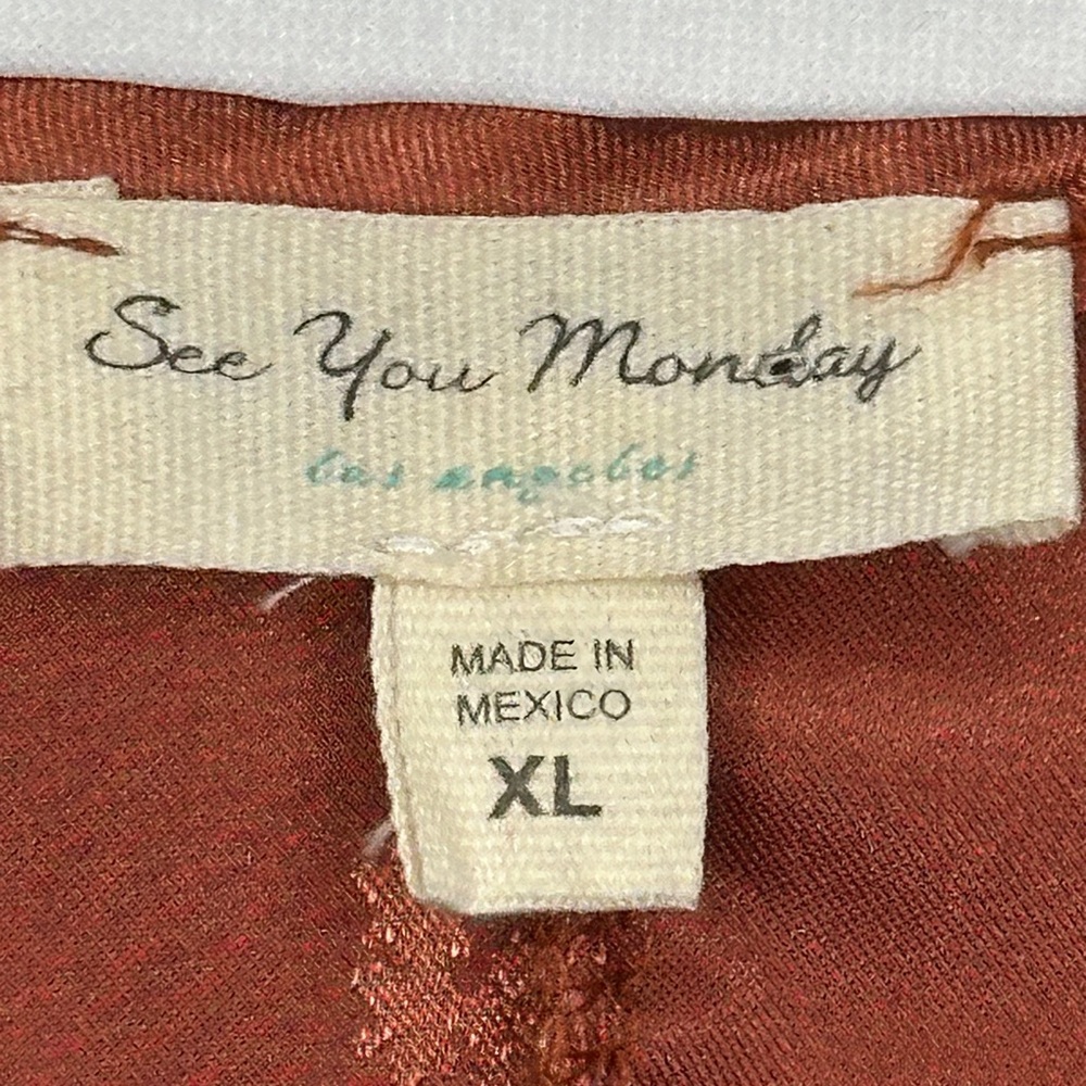 See You Monday Burnt Orange Floral Jacquard Slip Dress Midi Lightweight Sz XL‎ - Picture 3 of 6